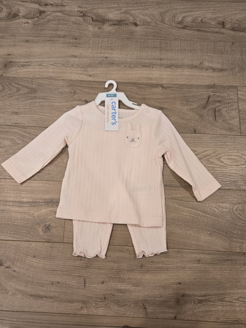NEW Carter’s 2pc Bunny Pocket Ribbed Set - Pink Multi Sizes (NB & 3M) - Picture 3 of 12